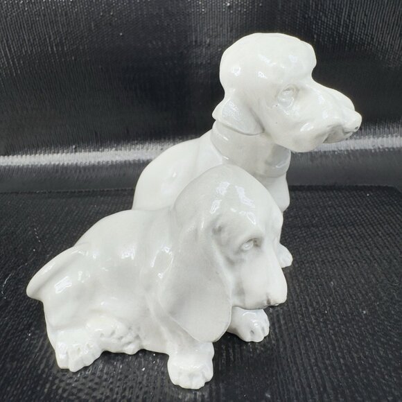 Vintage Hand Made Dogs Sitting Figurine Folk Art Artist Signed Bonhajo Figure - Picture 1 of 11